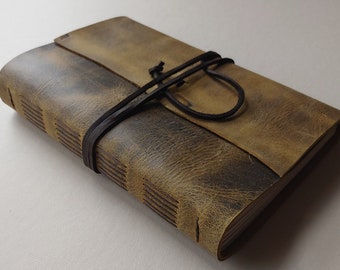 Distressed leather Journal 6"x 9" brown leather notebook sketchbook travel diary old world journal  (7161)
