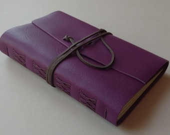 Handmade leather Journal 6"x 9" purple leather notebook sketchbook travel diary old world journal  (7061)