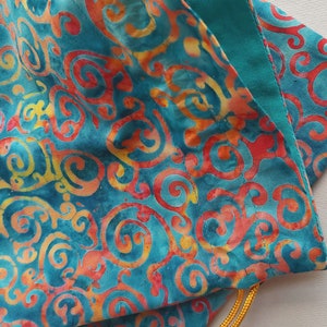 Cloth drawstring bag 9.5x12 eco-friendly reusable cloth gift bag batik whimsical swirls 6633 image 2