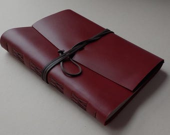 8.5"x 11" large leather journal 240 pages deep red A4 travel journal sketchbook notebook diary (7467)