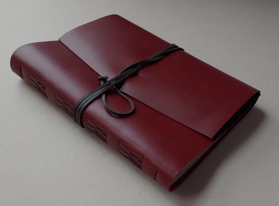 8.5"x 11" large leather journal 240 pages deep red A4 travel journal sketchbook notebook diary (7467)