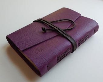 Purple leather journal 5.5"x 7.5" leather notebook travel diary sketchbook (7545)