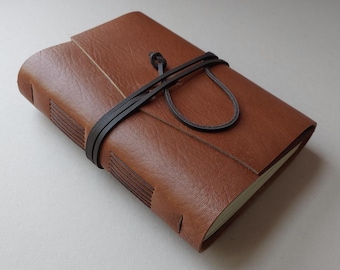 Rustic brown leather journal 5.5"x 7.5", 288 pages, leather notebook travel diary sketchbook, light sage green paper (7541)