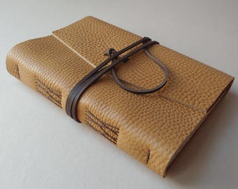 A5 leather journal 6" x 8.25" light mocha brown leather diary sketchbook travel journal leather notebook (7442