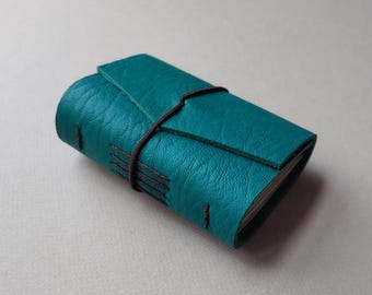 Carnet de poche en cuir turquoise : Petit carnet de croquis de voyage 2x3" (7530)