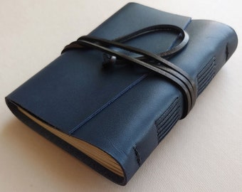 Diario de cuero de 4" x 6" diario de cuero azul marino cuaderno de bocetos diario de viaje (7148)