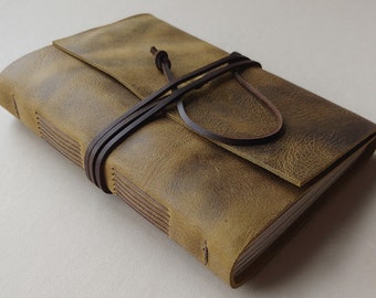 Rugged leather journal 5.5"x 7.5" distressed brown leather notebook sketchbook travel journal  (5611)