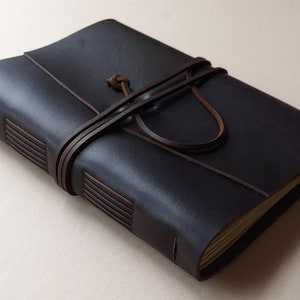 A5 Leather journal 6" x 8.25" dark brown  leather sketchbook travel diary leather notebook (6065)