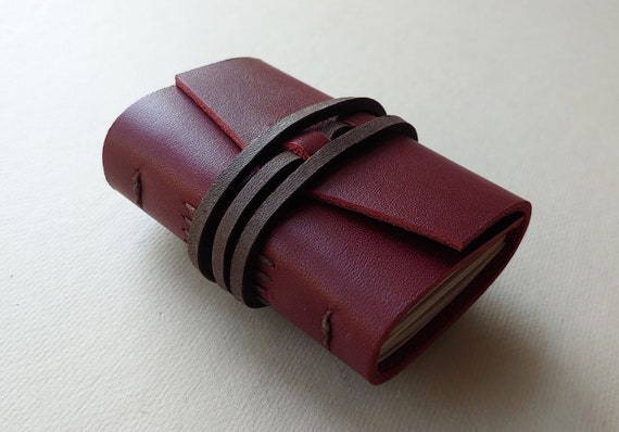 Tiny journal 2"x 3" deep red tiny pocket journal sketchbook pocket diary travel journal (7122)