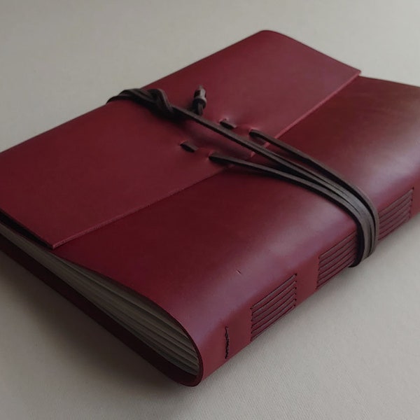 8.5"x 11" large leather journal 288 pages deep red A4 travel journal sketchbook notebook diary (6630)