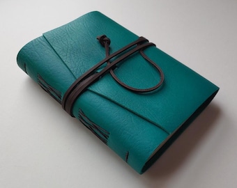 Turquoise leather journal 5.5"x 7.5" leather notebook travel diary sketchbook (7550)