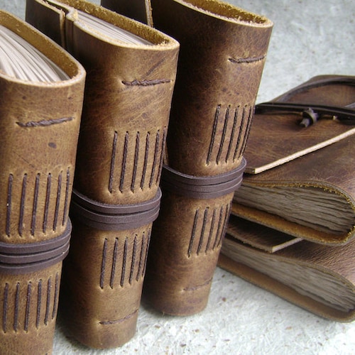 Handmade Paper Leather Bound Brown Journal Blank Traveler Diary Personal Writing Notebook - View #3