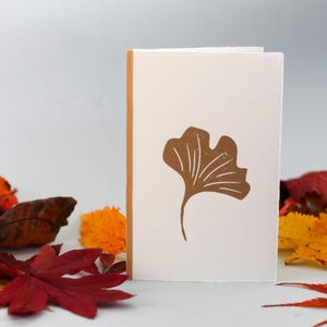 Carte linogravure feuille de ginko