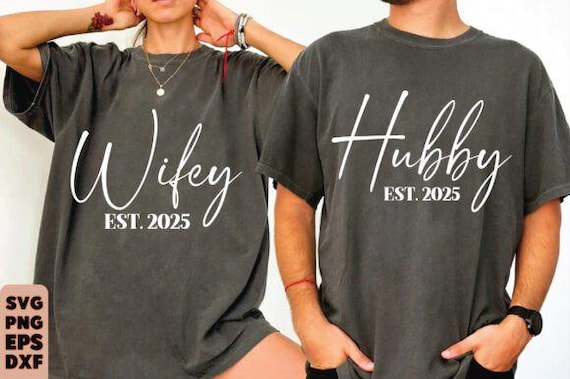 Embroidered Hubby Wifey Custom Shirt