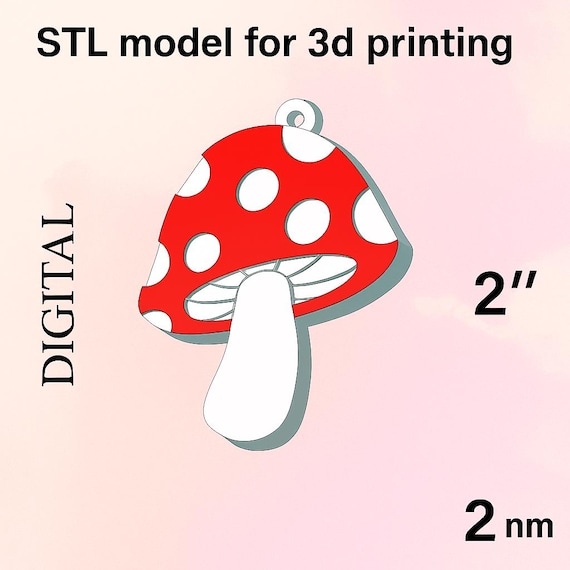Mushroom Keychain, 3d Print File