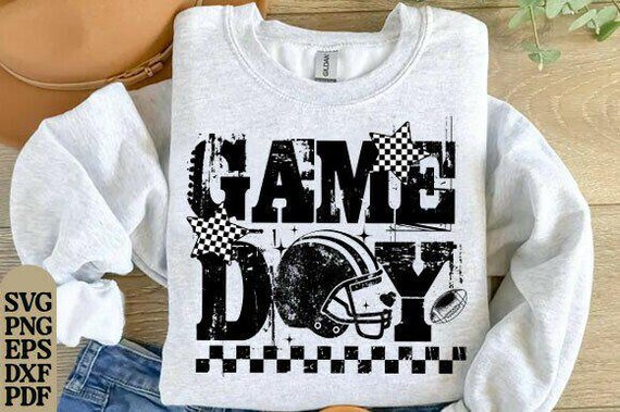 Checkered Game Day Football PNG Trendy