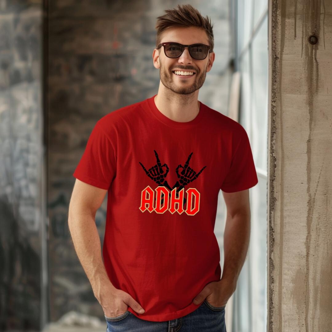 ADHD Rock Hands T-shirt • Funny Neurodivergent Tee AC/DC Parody - Etsy
