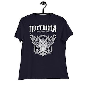 Women&#39;s T-Shirt Relaxed black / with Gothic owl by Nachtsang