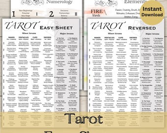 Tarot Easy Sheets | Tarot Card Meanings | Tarot Printable |Tarot pdf | Tarot Beginners Guide | Tarot Cheat Sheets | Digital Download