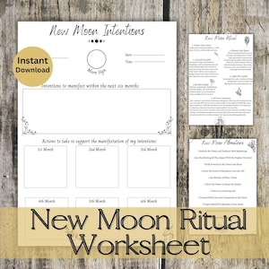 New Moon Ritual Printable | Moon Magick | Moon Manifesting Printable | Moon Affirmations pdf | Magic Spell Guide | Digital Download