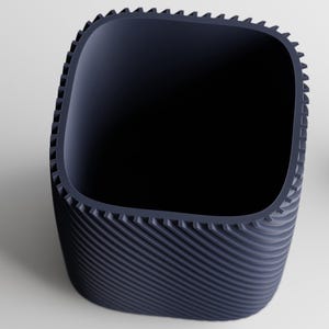 Fine Rib Rounded Rectangle Cube 3D Printed Pot