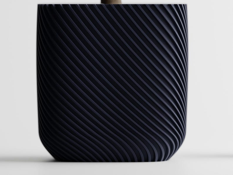 Fine Rib Rounded Rectangle Cube 3D Printed Pot
