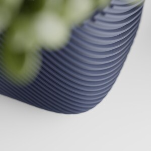 Fine Rib Rounded Rectangle Cube 3D Printed Pot