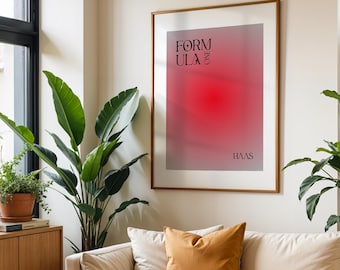 F1 Haas Team Colors Gradient Poster: Formula One Wall Art (Digital Print)