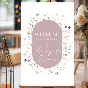 Wildflower Wedding Welcome Sign Editable Template, Digital Download, Boho Wedding Welcome Sign, Floral Wedding Sign, Wildflower Wedding Sign