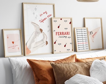 Retro Ferrari F1 Racing Prints: Motorsport Dorm Decor (Digital Download)