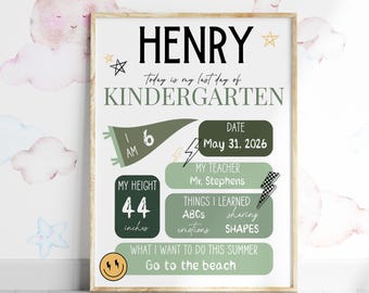 Sage Green First Day of School Sign, Skater Vibe Photo Prop (Digital Download)