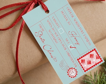 Vintage Santa Gift Tags: Colorful Christmas Presents (Digital Download)