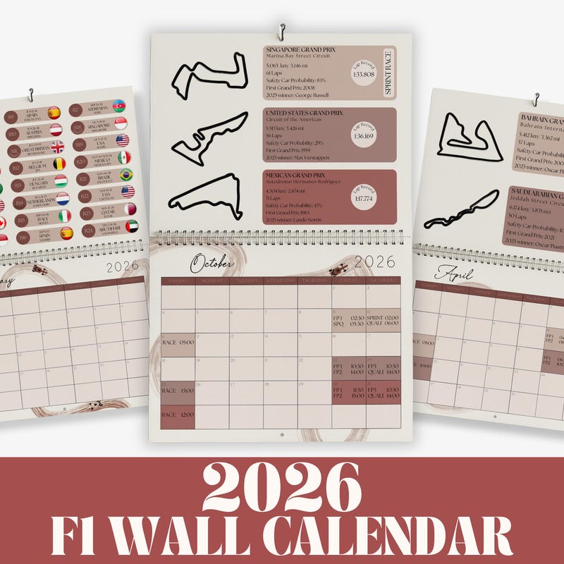 F1 Team Wall Calender Etsy Canada