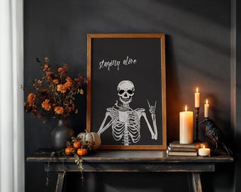 Coffee Skeleton Halloween Print: Spooky Gothic Wall Art (Digital Download)