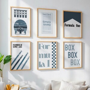 Blue Formula 1 Gallery Wall Art Bundle | Blue F1 Digital Prints & Minimalist Aesthetic Decor for Your Home
