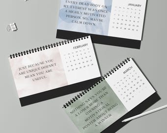 Calendario de escritorio humorístico 2026 / Decoración de oficina sarcástica