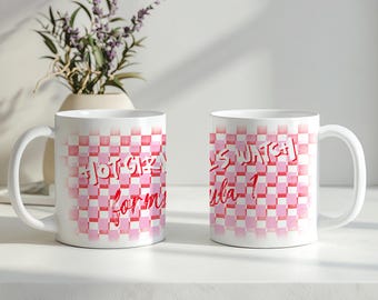 Formula 1 Mug, Hot Girls Watch F1, Checkered Ceramic Coffee Cup