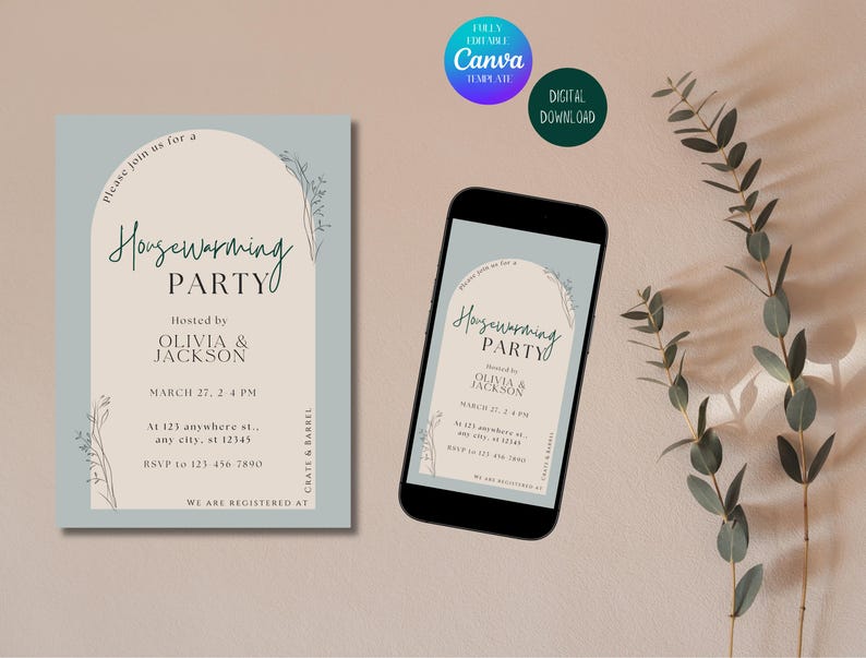 Minimalist Housewarming Invitation Template: Modern Neutral Design ...