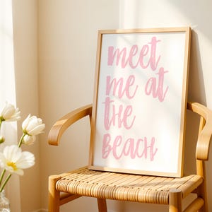 Pink Meet Me At The Beach Print: Coastal Wall Art (Digital Download)