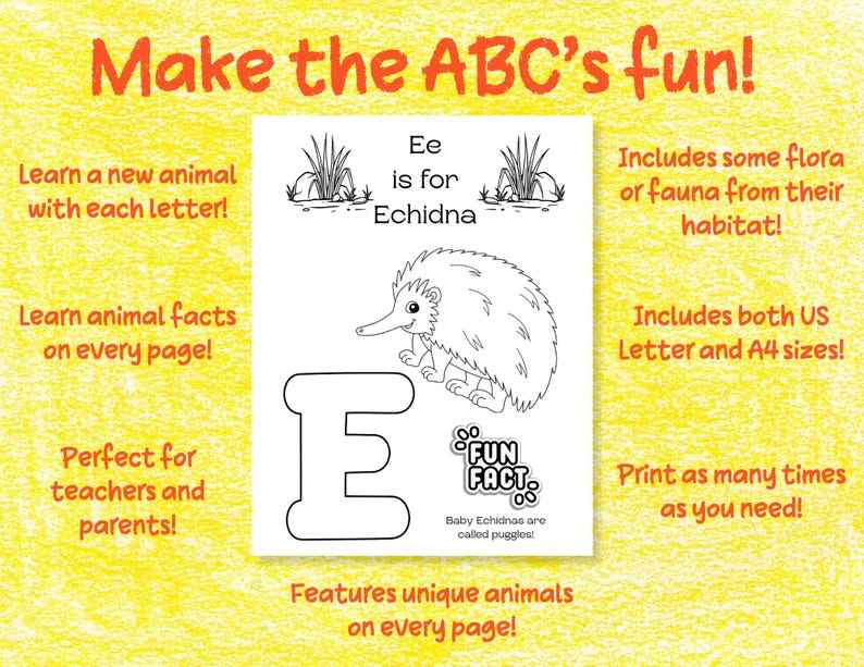 Printable ABC Animal Coloring Pages: Preschool Classroom Worksheet (PDF