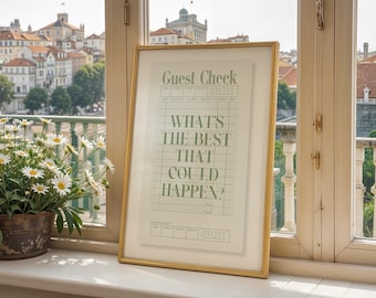 Sage Green Guest Check Print: Positive Quote Trendy Wall Art (Digital Download)