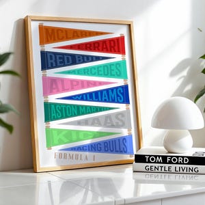 F1 Teams Pennant Flags Poster: Formula One Racing Art (Digital Print)