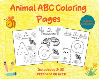 Printable ABC Animal Coloring Pages: Preschool Classroom Worksheet (PDF)