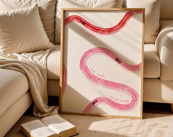 Póster retro de carreras de F1: Arte minimalista rosa y rojo (impresión digital)