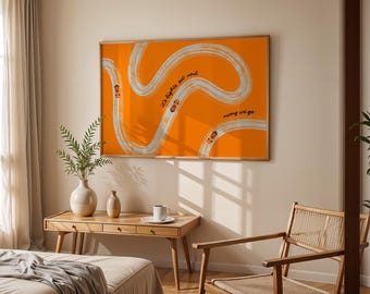 Póster horizontal de McLaren F1: Arte minimalista de carreras en naranja y azul (Impresión digital)