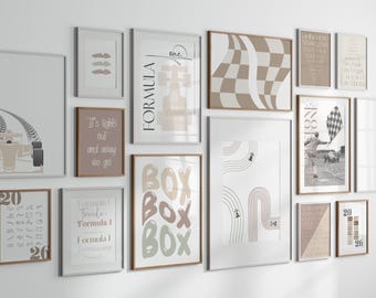 Neutral Formula 1 Art Print Set: Modern F1 Gallery Wall (Digital Download)