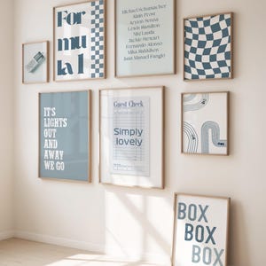 Blue Formula 1 Gallery Wall Art Bundle | Blue F1 Digital Prints & Minimalist Aesthetic Decor for Your Home