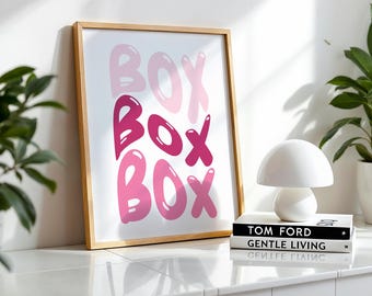 F1 "Box Box" Poster | Pink Formula One Wall Art (Digital Print)