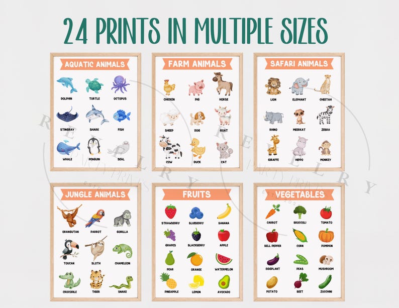 Montessori Educational Posters Set of 24: Kids Learning Prints, Playroom Wall Art (Digital Download) image 5
