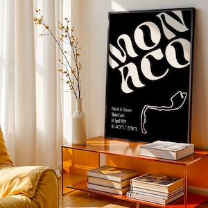 F1 Minimalist Monaco Track Poster – Digital Print & Racing Wall Art, Gift for Formula One Lovers, Modern F1 Decor
